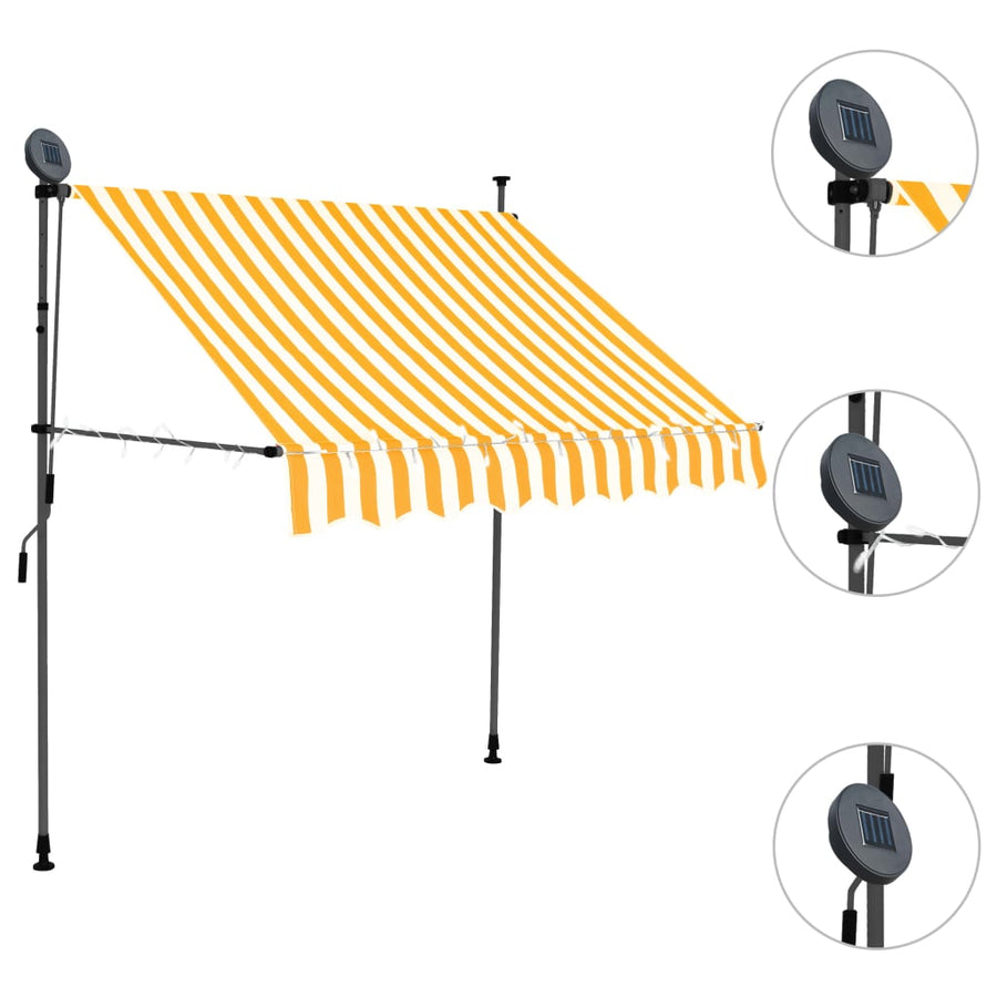 Luifel Handmatig Uitschuifbaar Met Led Wit En Oranje 100 cm orange