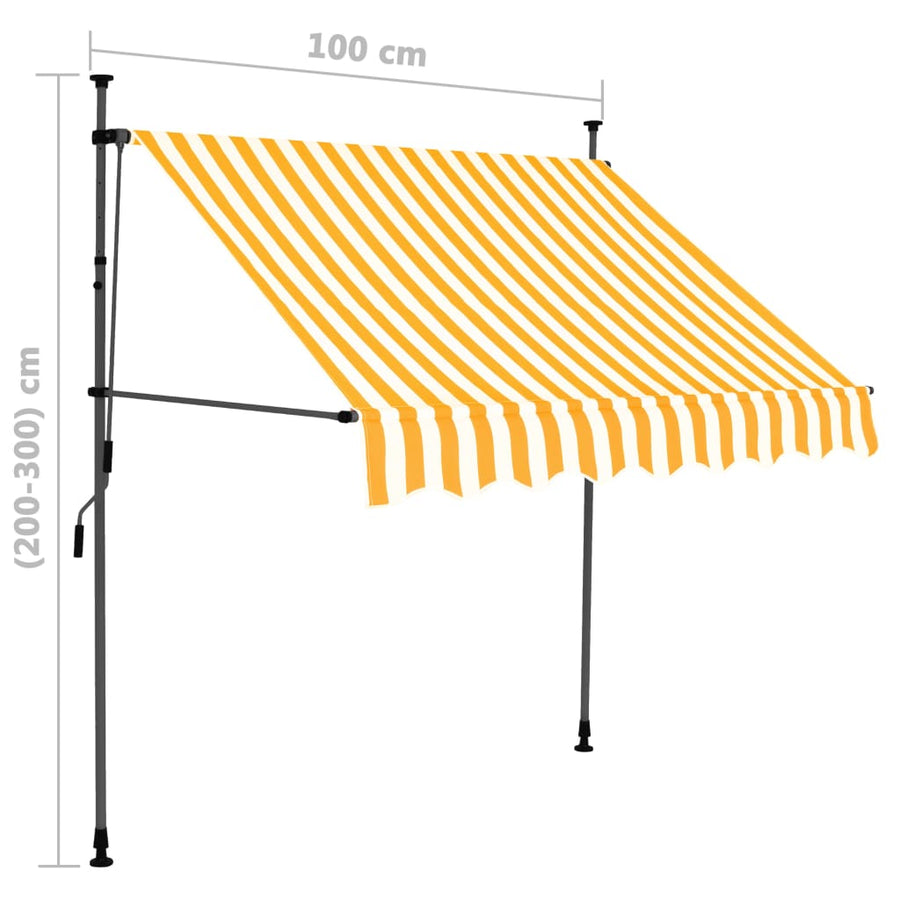 Luifel Handmatig Uitschuifbaar Met Led Wit En Oranje 100 cm orange