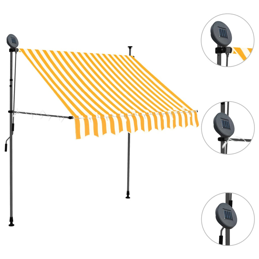 Luifel Handmatig Uitschuifbaar Met Led Wit En Oranje 150 cm orange