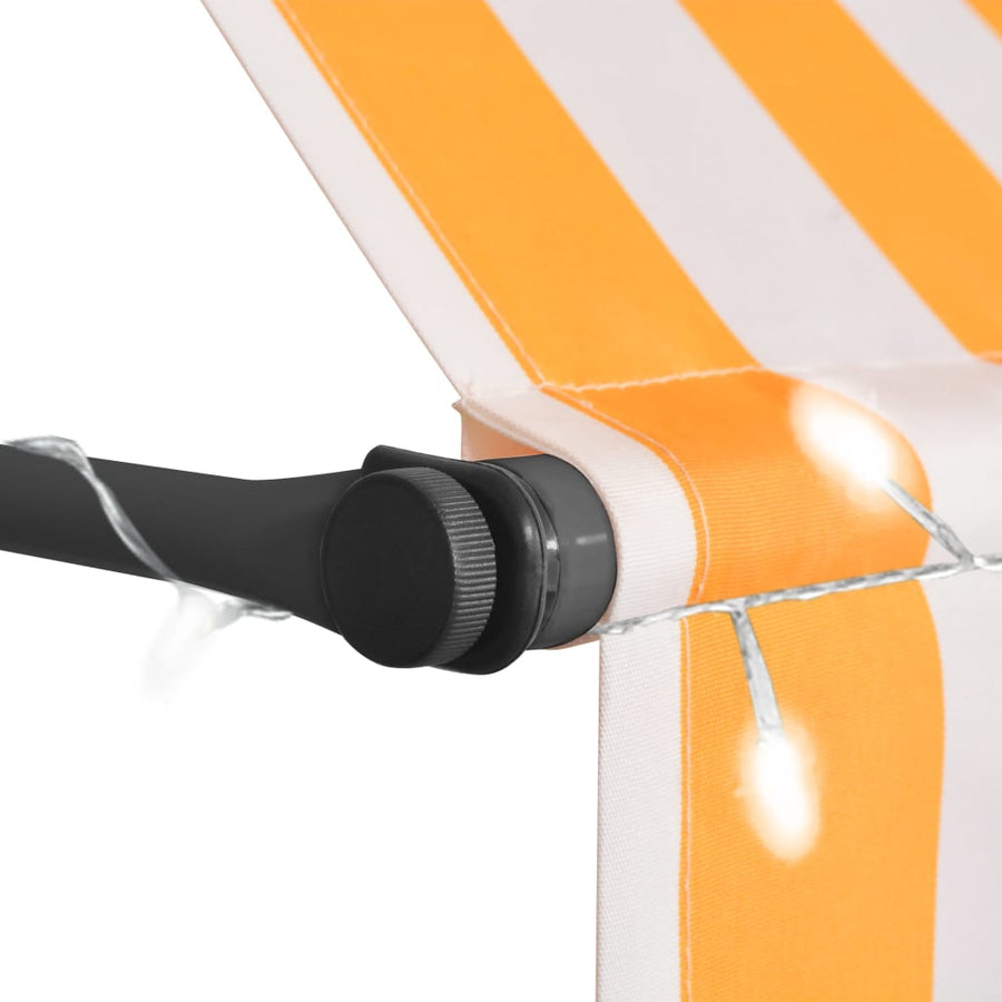 Luifel Handmatig Uitschuifbaar Met Led Wit En Oranje 150 cm orange
