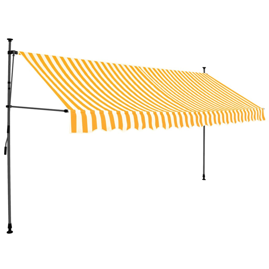 Luifel Handmatig Uitschuifbaar Met Led Wit En Oranje 350 cm orange