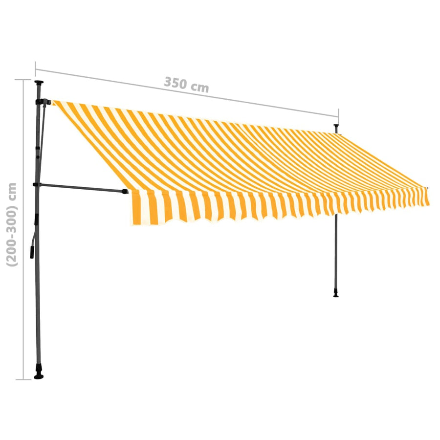 Luifel Handmatig Uitschuifbaar Met Led Wit En Oranje 350 cm orange