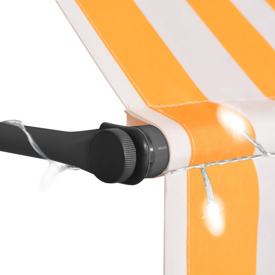 Luifel Handmatig Uitschuifbaar Met Led Wit En Oranje 400 cm orange