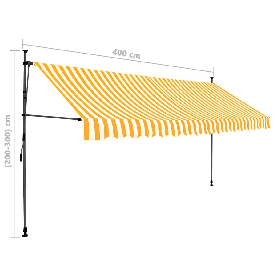 Luifel Handmatig Uitschuifbaar Met Led Wit En Oranje 400 cm orange