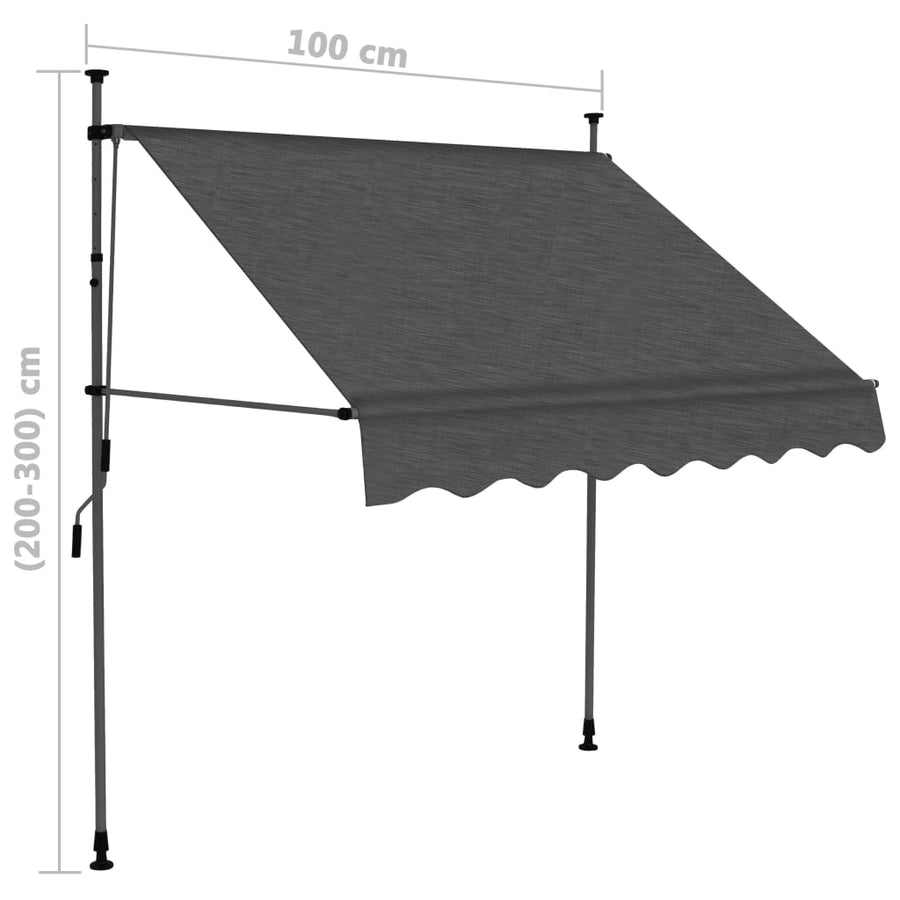 Luifel Handmatig Uitschuifbaar Met Led Kleurig 100 cm Antraciet