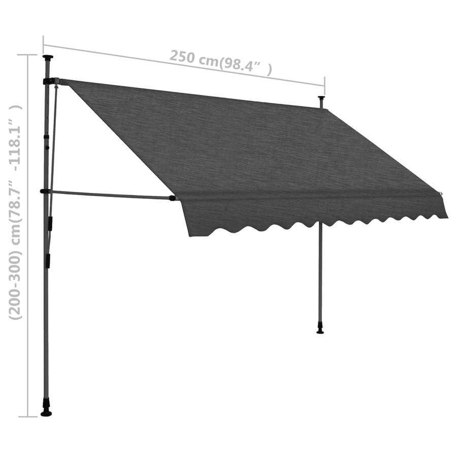 Luifel Handmatig Uitschuifbaar Met Led Kleurig 250 cm Antraciet