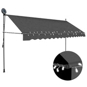 Luifel 350 cm antraciet handmatig uitschuifbaar met LED