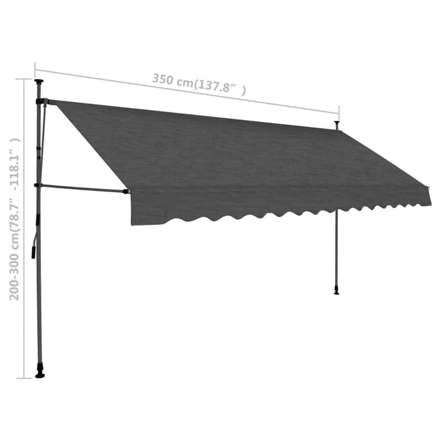 Luifel Handmatig Uitschuifbaar Met Led Kleurig 350 cm Antraciet