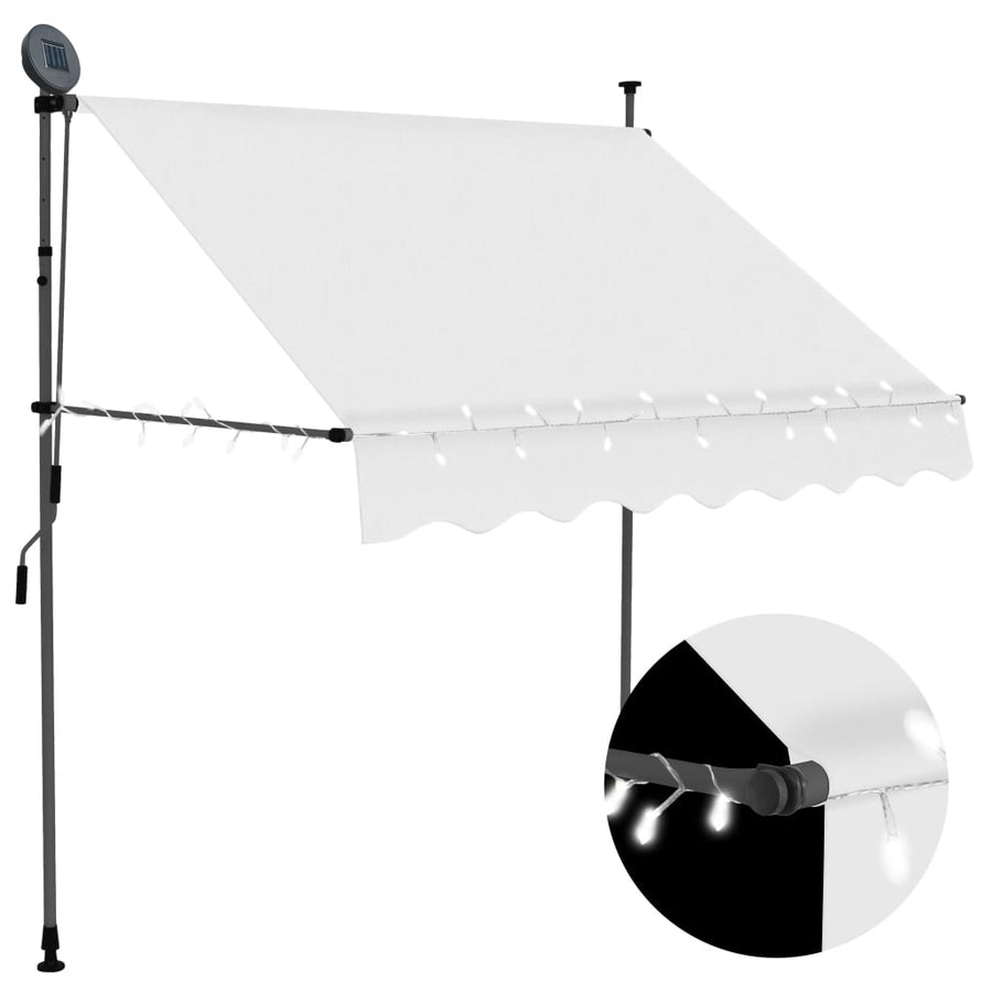 Luifel Handmatig Uitschuifbaar Met Led Kleurig 100 cm Crème
