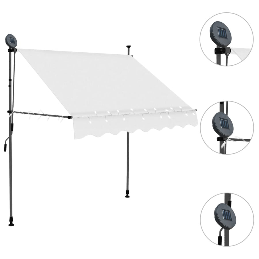 Luifel Handmatig Uitschuifbaar Met Led Kleurig 100 cm Crème