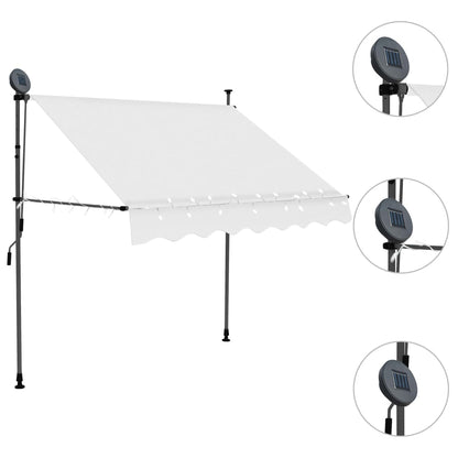 Luifel Handmatig Uitschuifbaar Met Led Kleurig 150 cm Crème