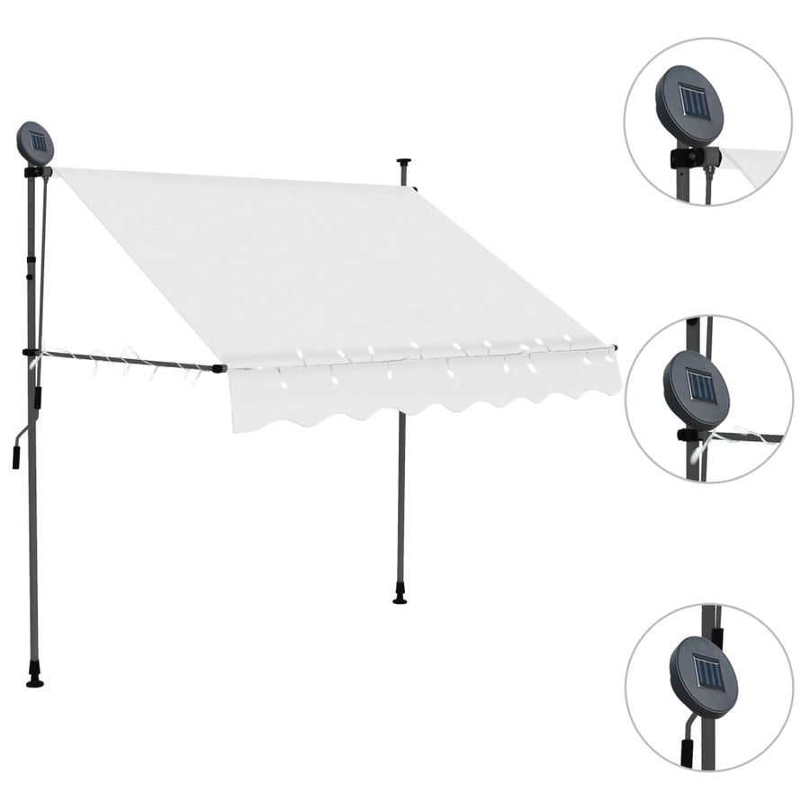 Luifel Handmatig Uitschuifbaar Met Led Kleurig 150 cm Crème