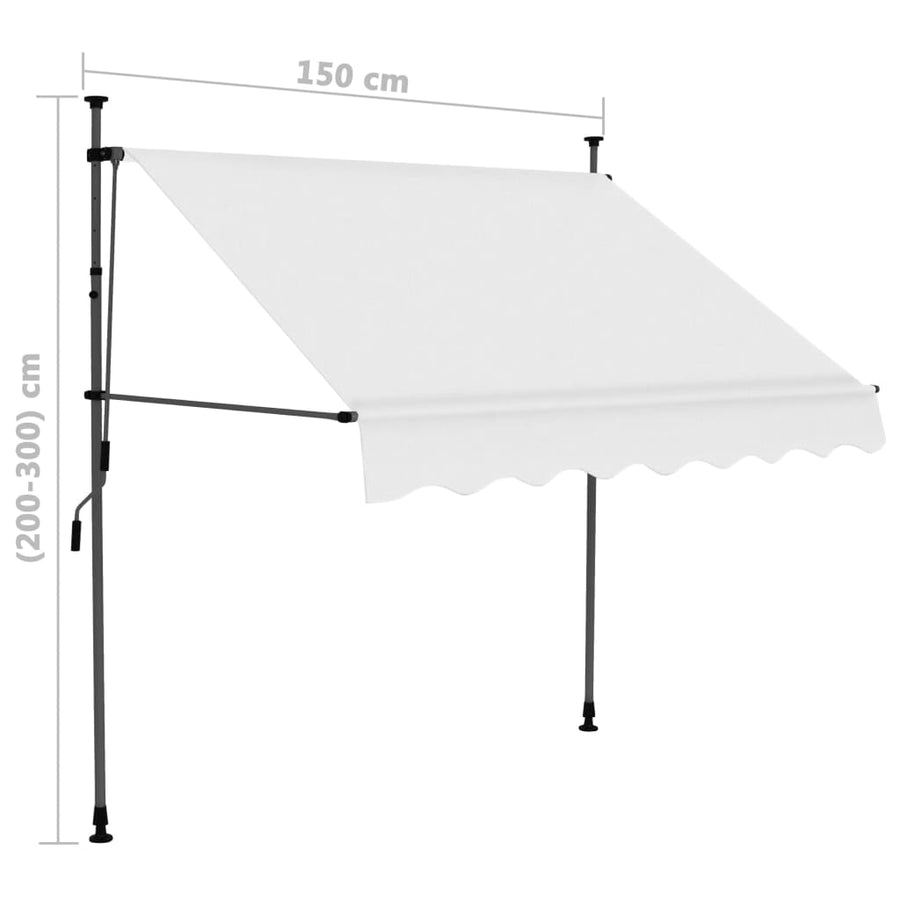 Luifel Handmatig Uitschuifbaar Met Led Kleurig 150 cm Crème
