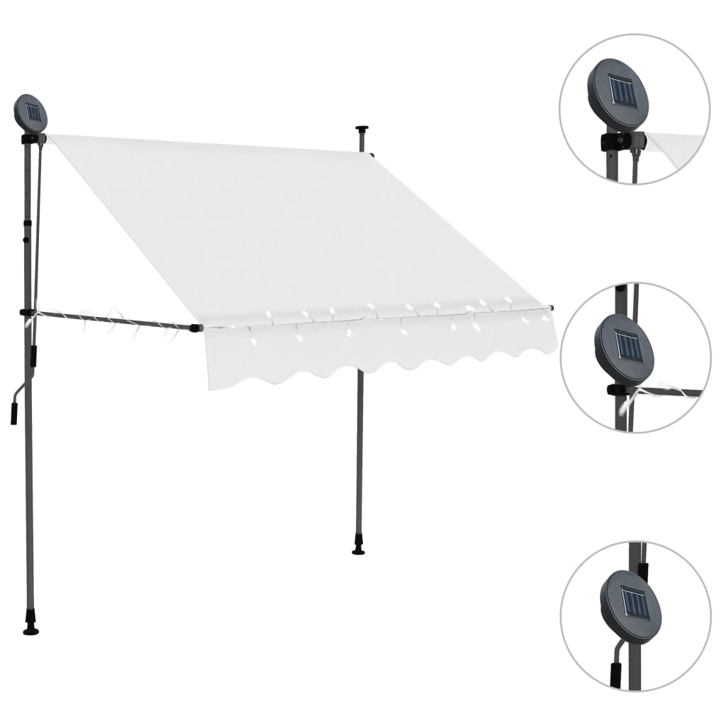Luifel Handmatig Uitschuifbaar Met Led Kleurig 200 cm Crème