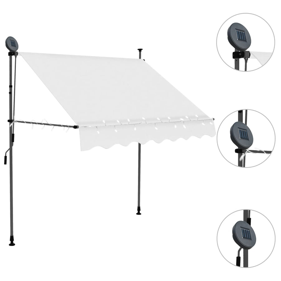 Luifel Handmatig Uitschuifbaar Met Led Kleurig 200 cm Crème