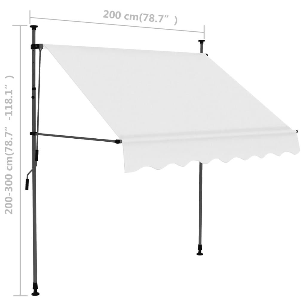 Luifel Handmatig Uitschuifbaar Met Led Kleurig 200 cm Crème