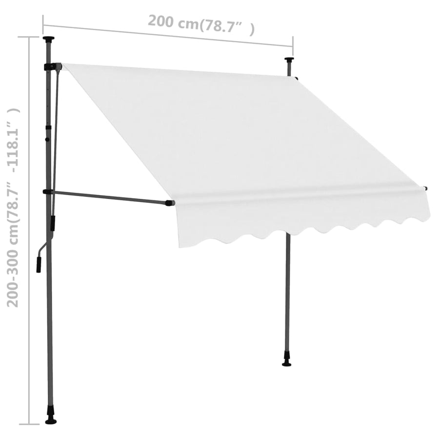Luifel Handmatig Uitschuifbaar Met Led Kleurig 200 cm Crème