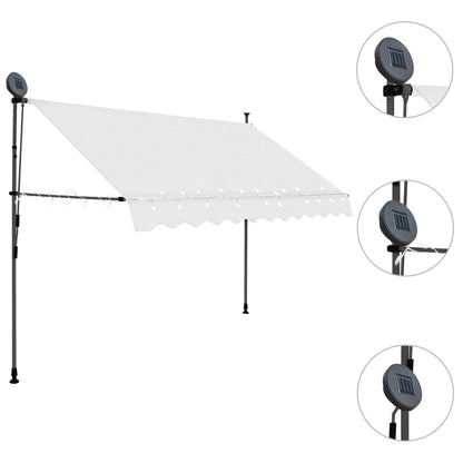 Luifel Handmatig Uitschuifbaar Met Led Kleurig 250 cm Crème
