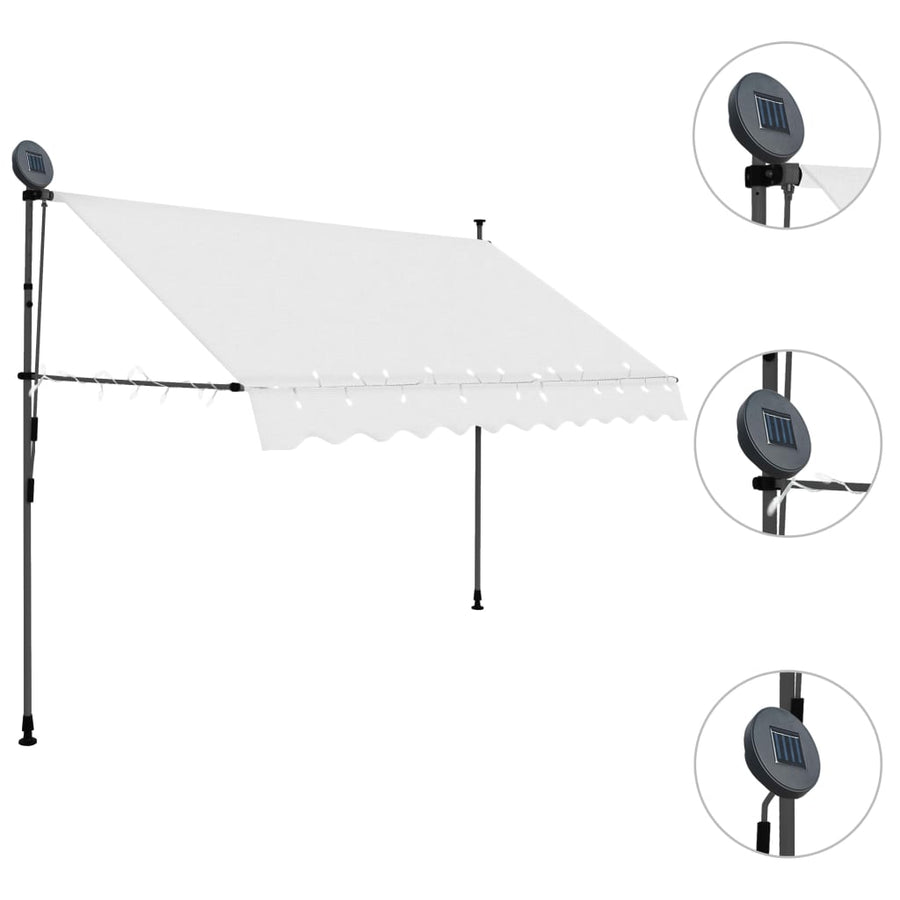 Luifel Handmatig Uitschuifbaar Met Led Kleurig 250 cm Crème