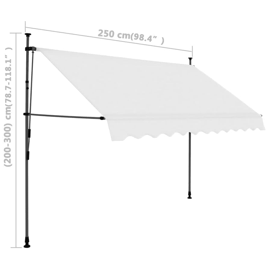 Luifel Handmatig Uitschuifbaar Met Led Kleurig 250 cm Crème