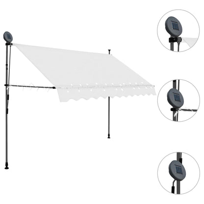 Luifel Handmatig Uitschuifbaar Met Led Kleurig 300 cm Crème