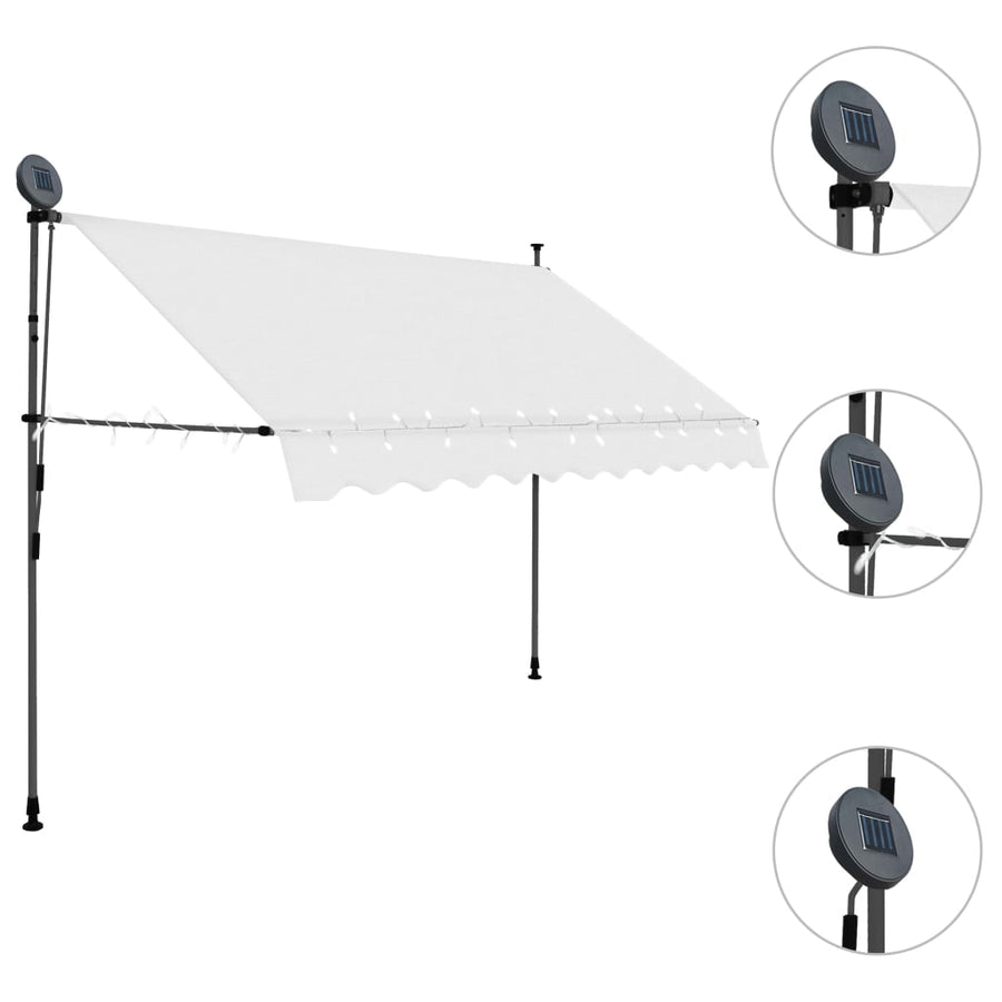 Luifel Handmatig Uitschuifbaar Met Led Kleurig 300 cm Crème