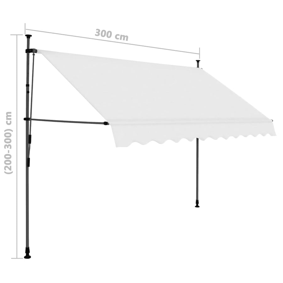 Luifel Handmatig Uitschuifbaar Met Led Kleurig 300 cm Crème