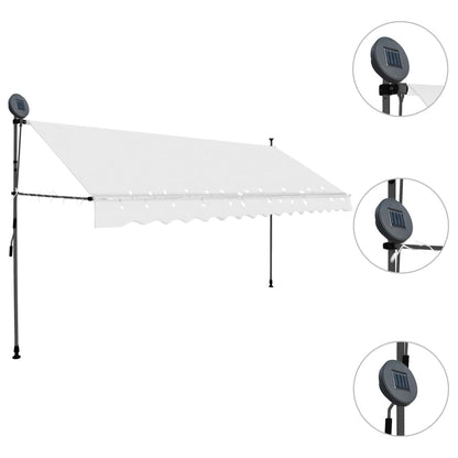 Luifel Handmatig Uitschuifbaar Met Led Kleurig 350 cm Crème