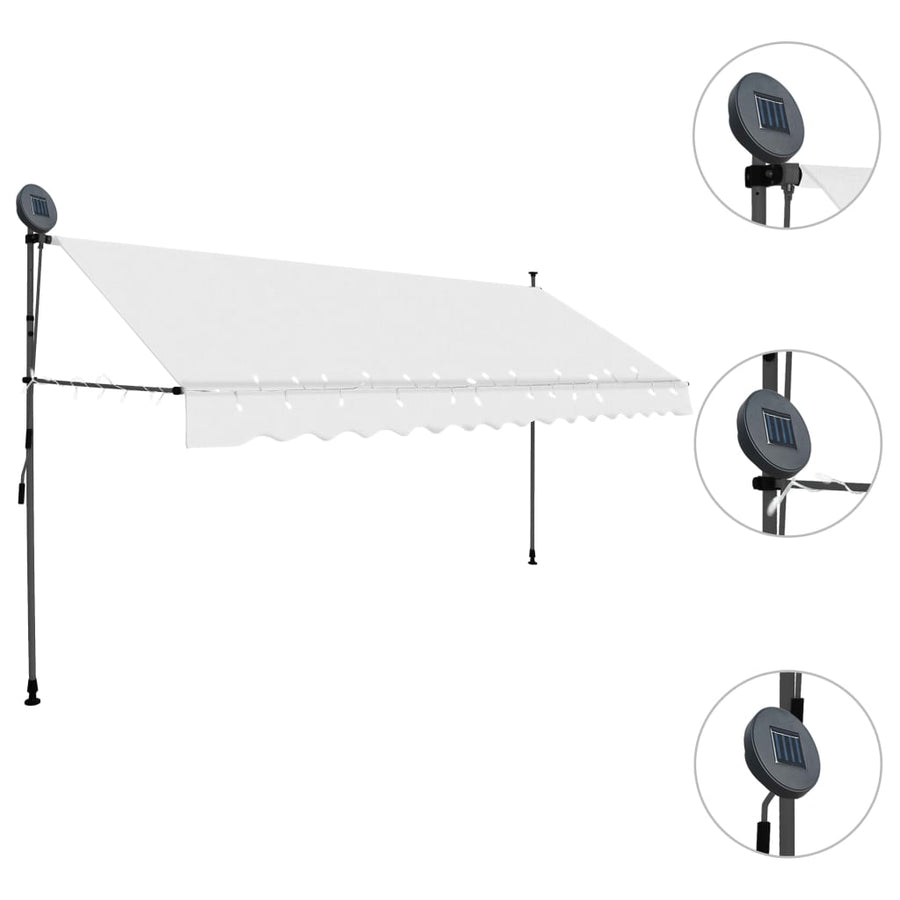 Luifel Handmatig Uitschuifbaar Met Led Kleurig 350 cm Crème