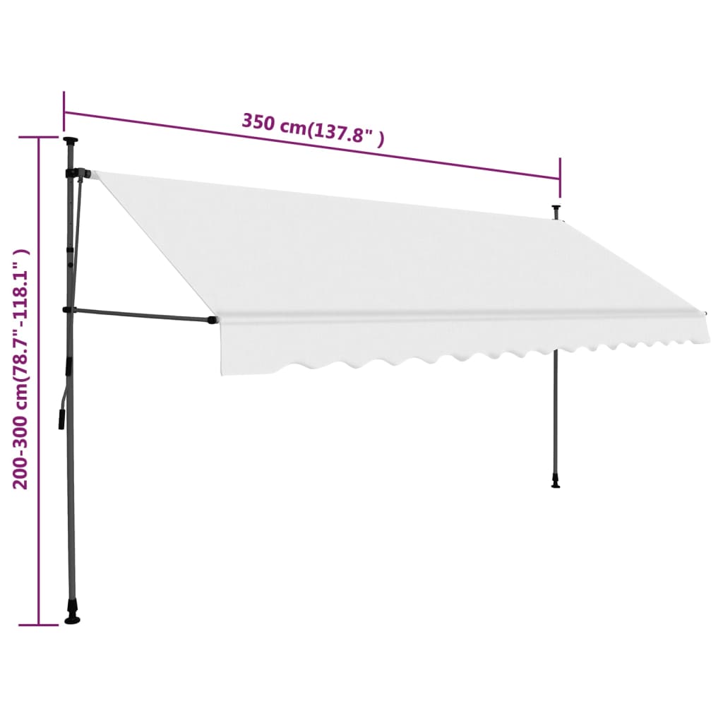 Luifel Handmatig Uitschuifbaar Met Led Kleurig 350 cm Crème