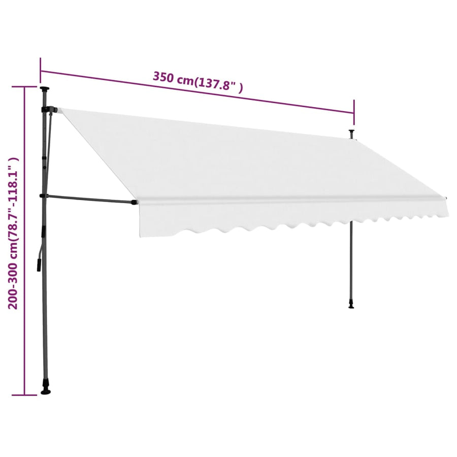 Luifel Handmatig Uitschuifbaar Met Led Kleurig 350 cm Crème