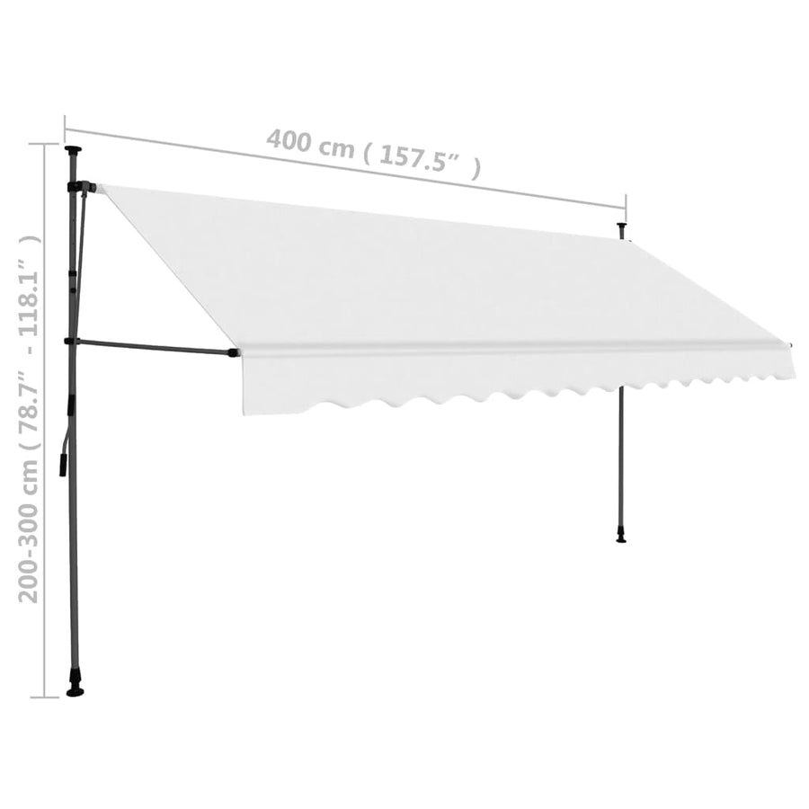Luifel Handmatig Uitschuifbaar Met Led Kleurig 400 cm Crème