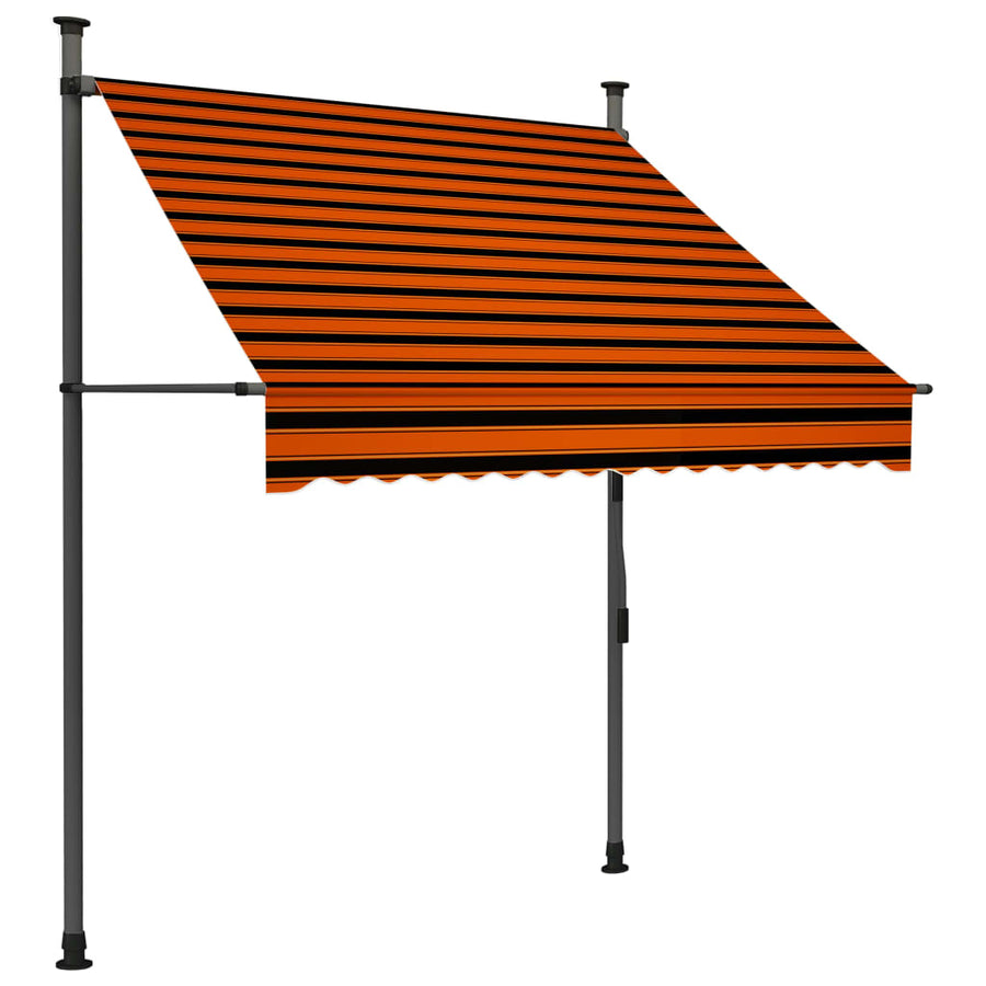 Luifel Handmatig Uitschuifbaar Met Led 150 cm Oranje en bruin