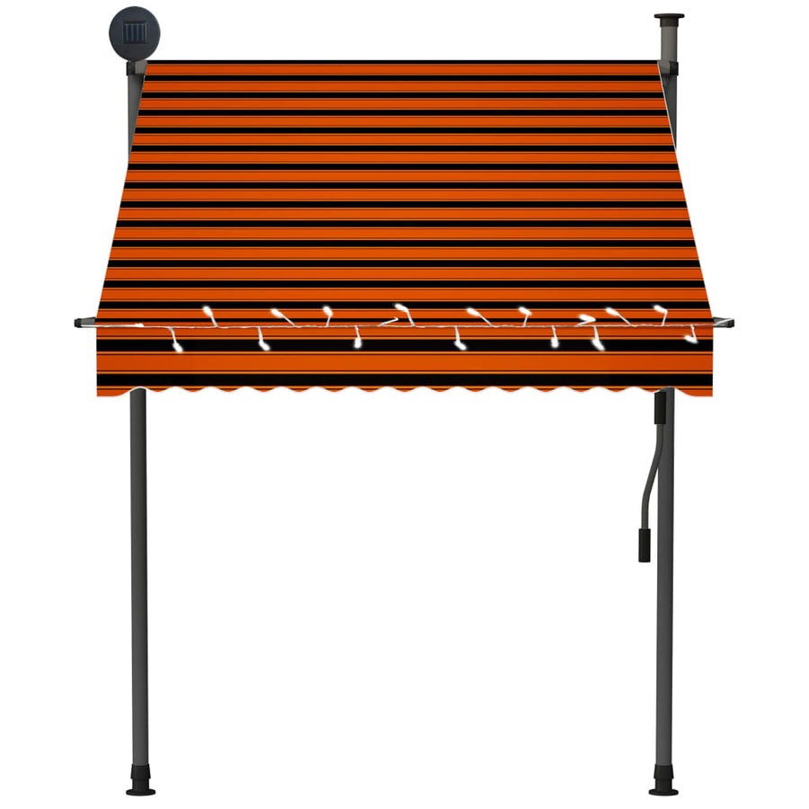 Luifel Handmatig Uitschuifbaar Met Led 150 cm Oranje en bruin