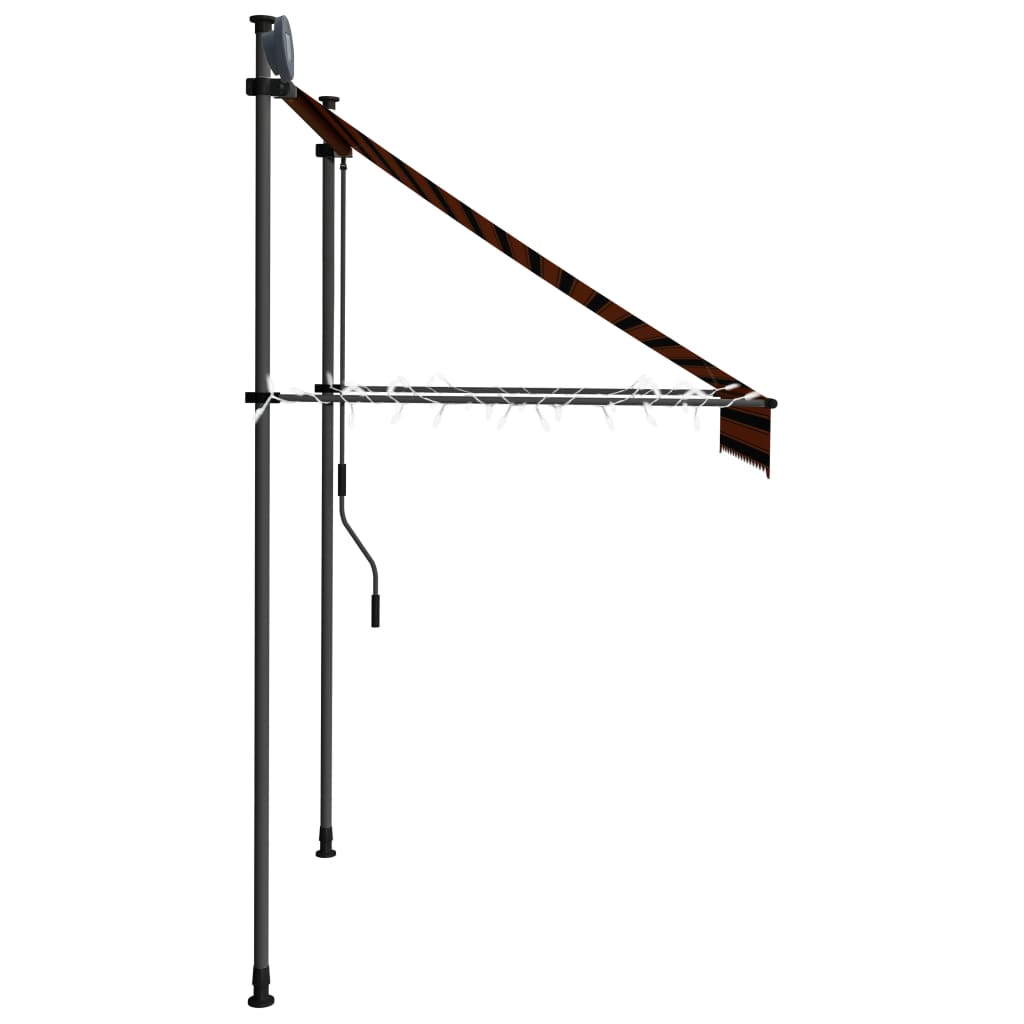 Luifel Handmatig Uitschuifbaar Met Led 150 cm Oranje en bruin
