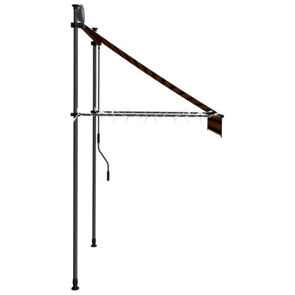 Luifel Handmatig Uitschuifbaar Met Led 150 cm Oranje en bruin