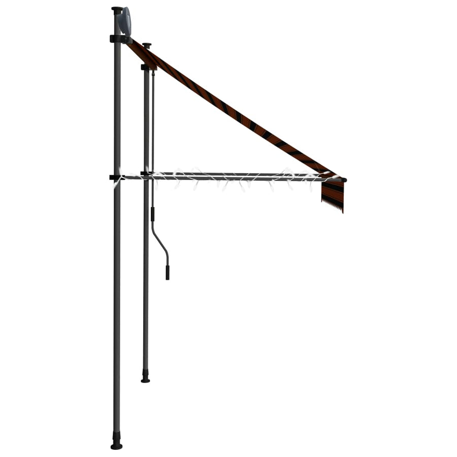 Luifel Handmatig Uitschuifbaar Met Led 150 cm Oranje en bruin