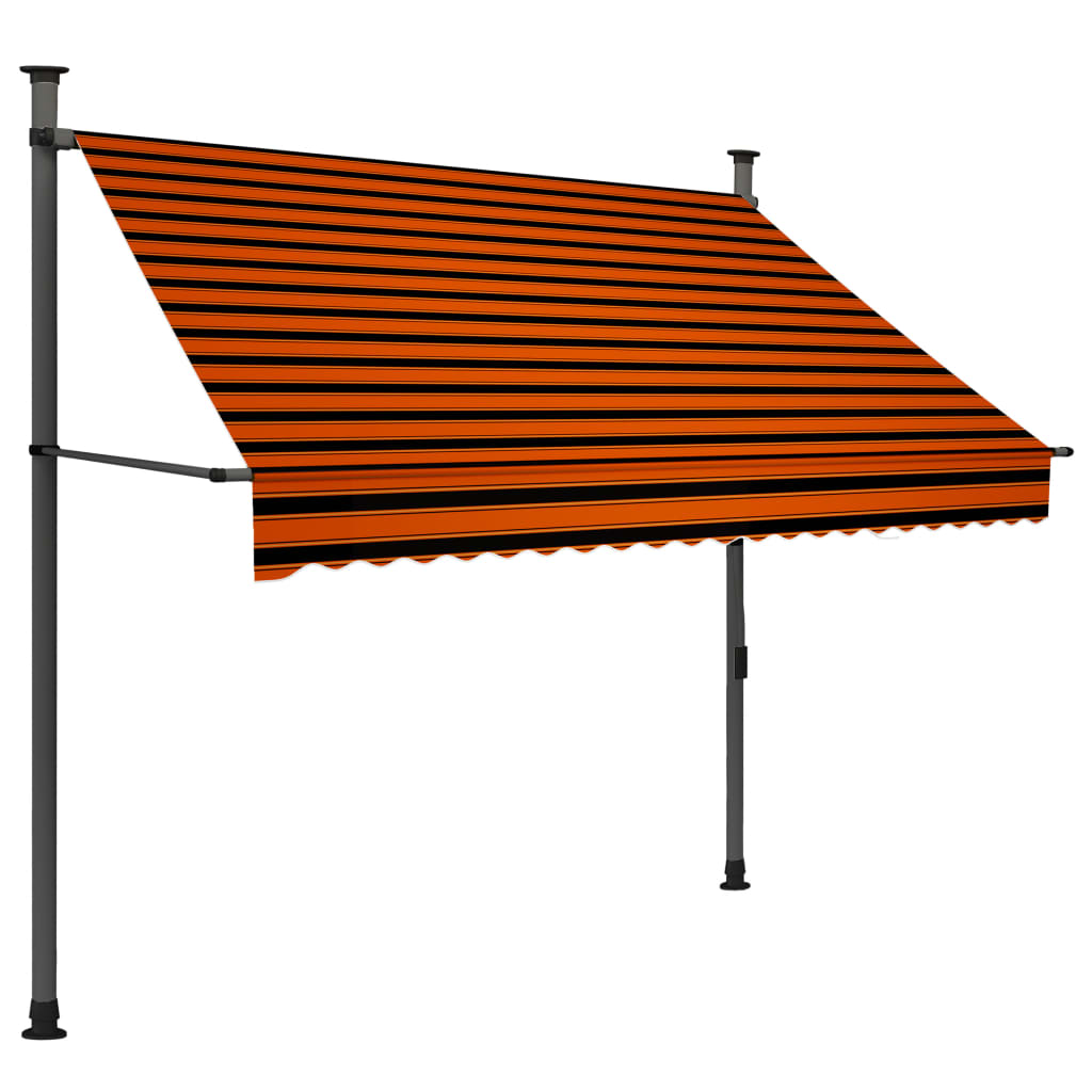 Luifel Handmatig Uitschuifbaar Met Led 200 cm Oranje en bruin
