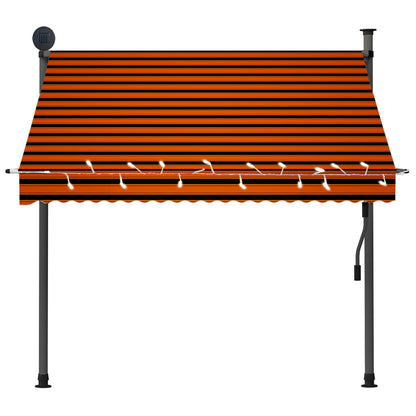 Luifel Handmatig Uitschuifbaar Met Led 200 cm Oranje en bruin