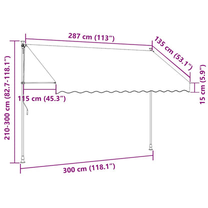 Luifel Handmatig Uitschuifbaar Met Led 300 cm