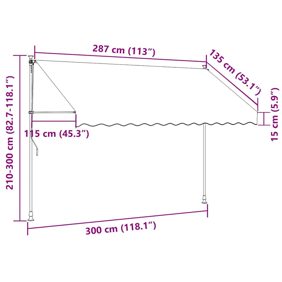 Luifel Handmatig Uitschuifbaar Met Led 300 cm
