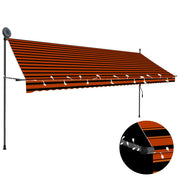 Luifel 400 cm handmatig uitschuifbaar met LED oranje bruin