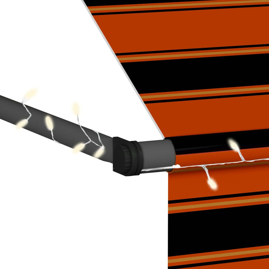 Luifel Handmatig Uitschuifbaar Met Led 400 cm Oranje en bruin