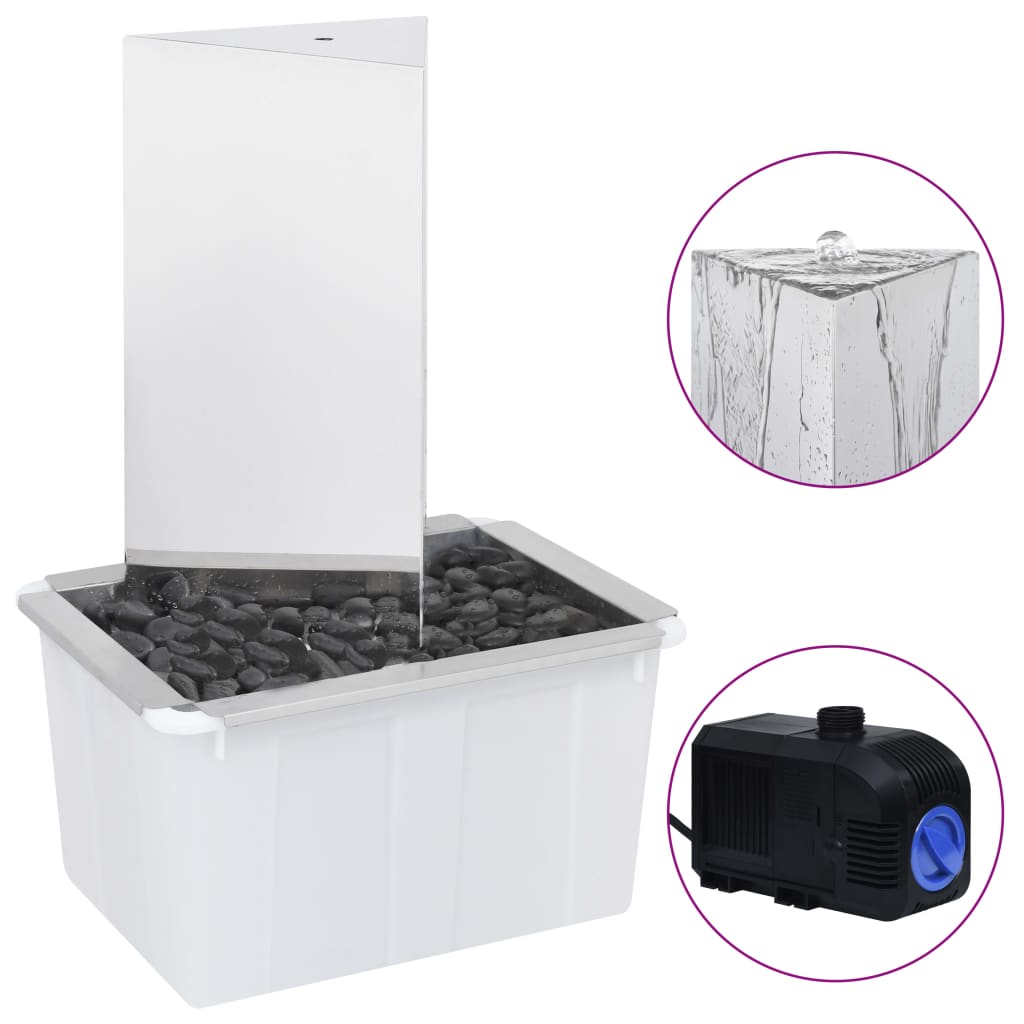 Tuinfontein Met Pomp Driehoek 76 Cm Roestvrij Staal 48 x 34 x 76 cm