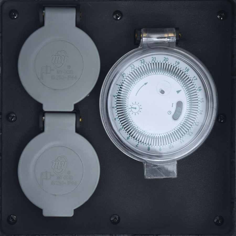 Tuinstopcontact Ingangen Met Polyresin 2 Grijs Timer