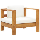 Garden chair with cushion solid acacia wood cream