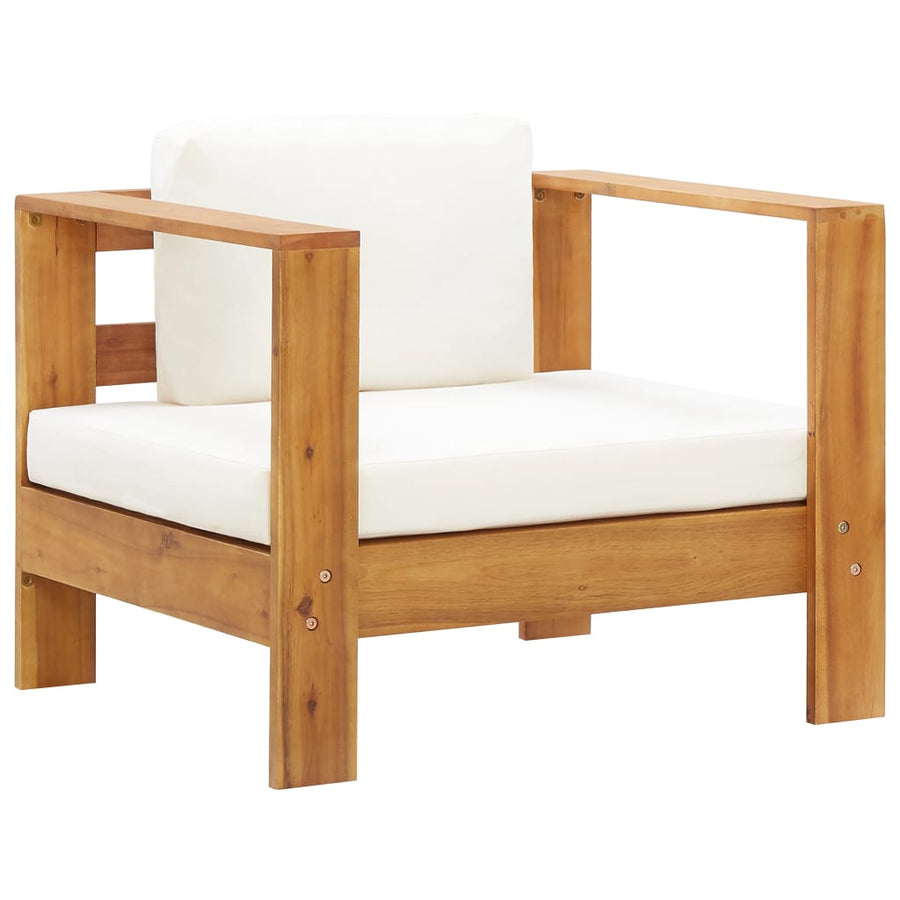 Tuinstoel Met Kussen Massief Acaciahout Crème Fauteuil