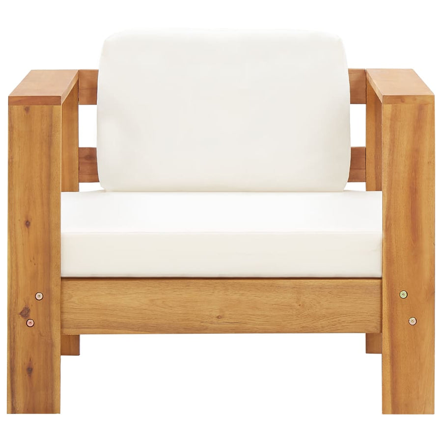 Tuinstoel Met Kussen Massief Acaciahout Crème Fauteuil
