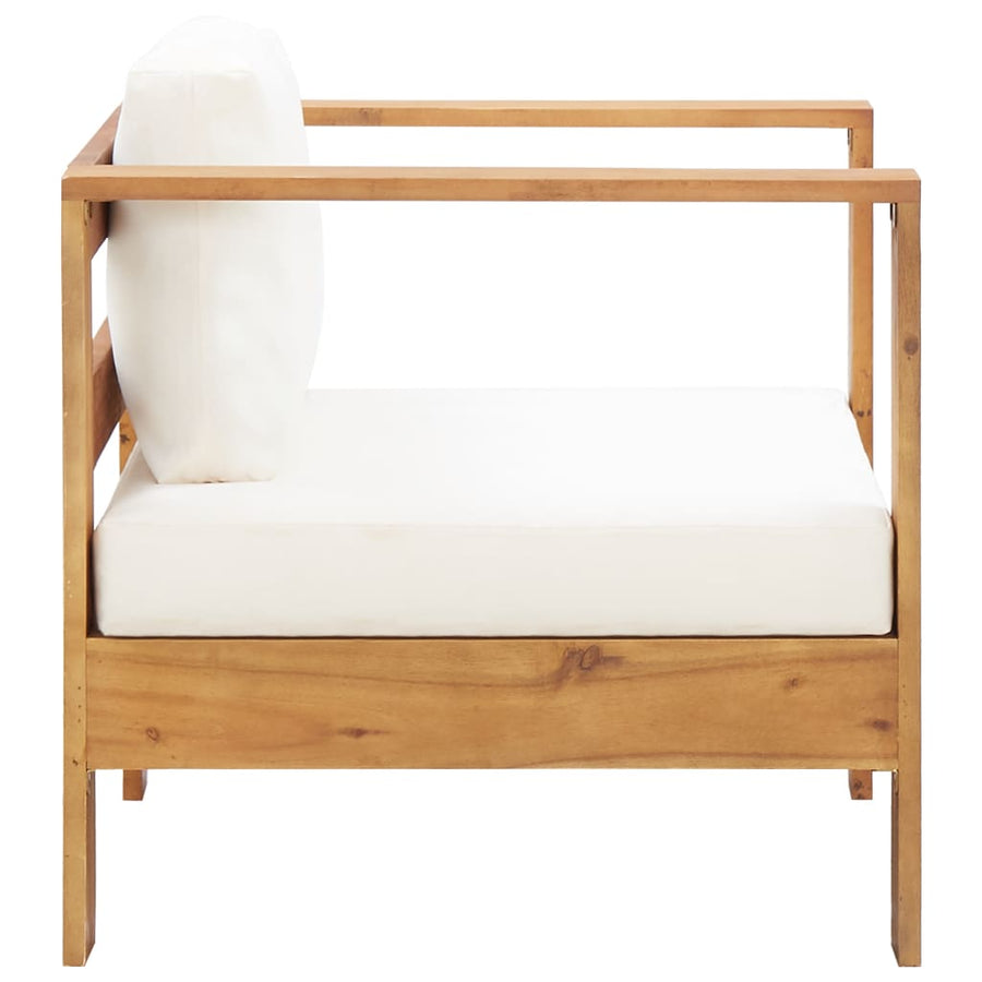 Tuinstoel Met Kussen Massief Acaciahout Crème Fauteuil