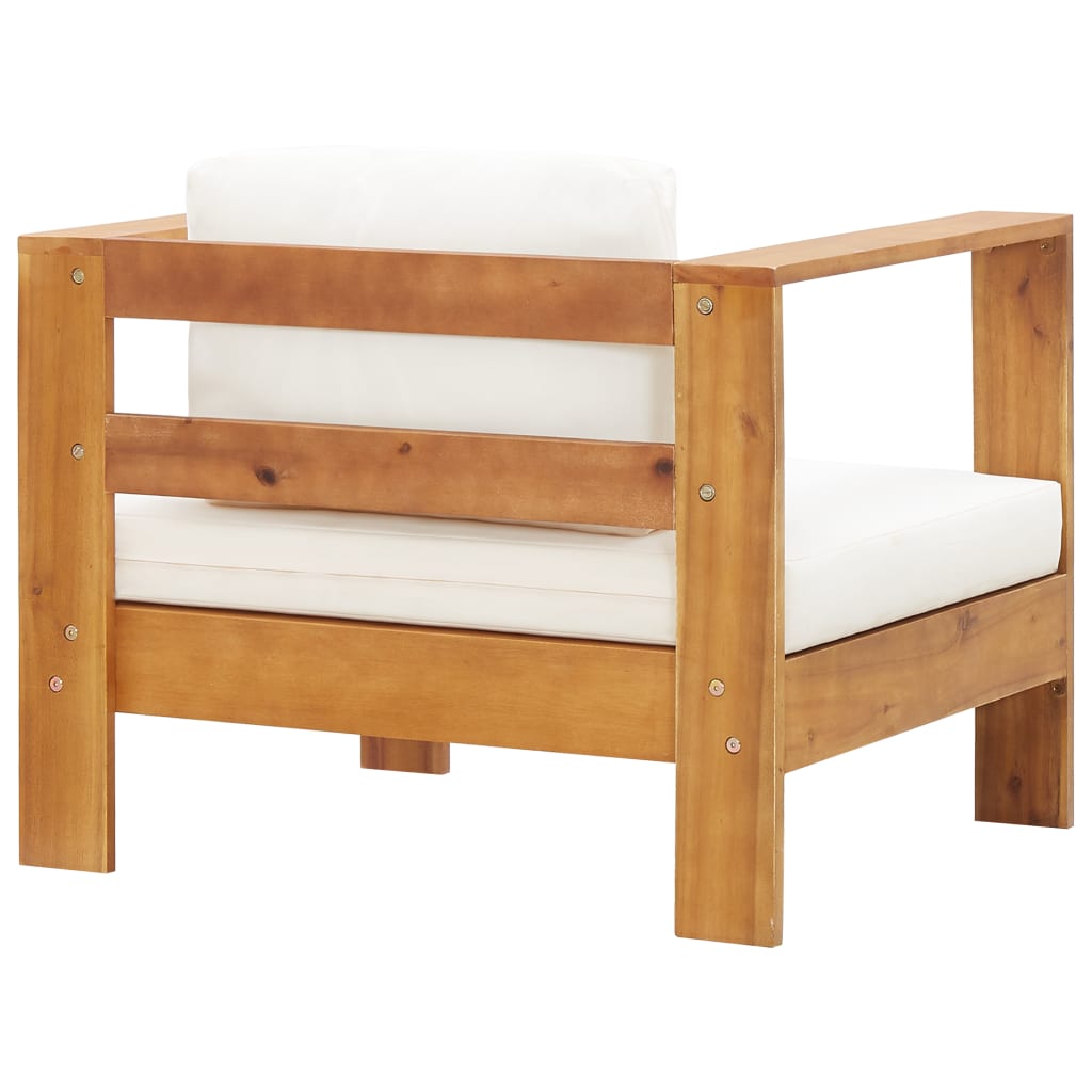 Tuinstoel Met Kussen Massief Acaciahout Crème Fauteuil